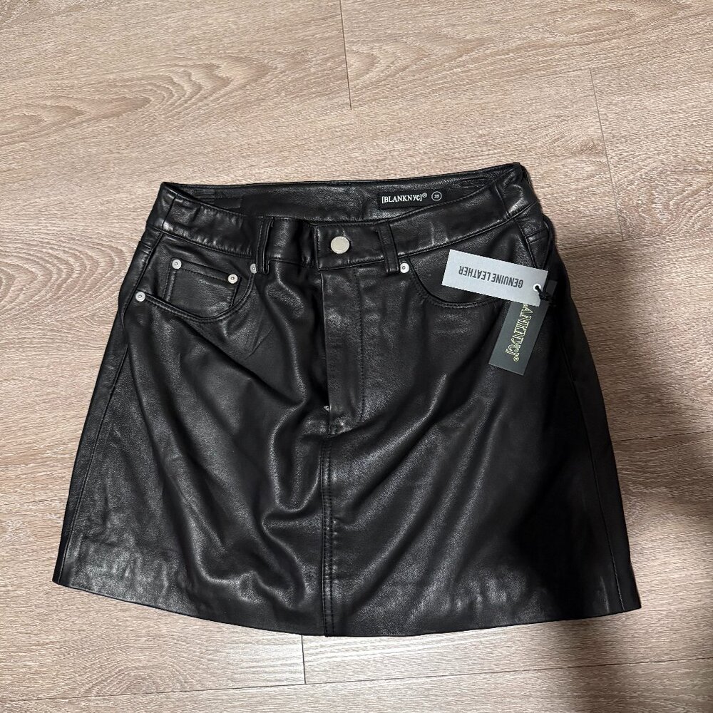 BlankNYC Black Leather Mini Skirt Size 28 NWT